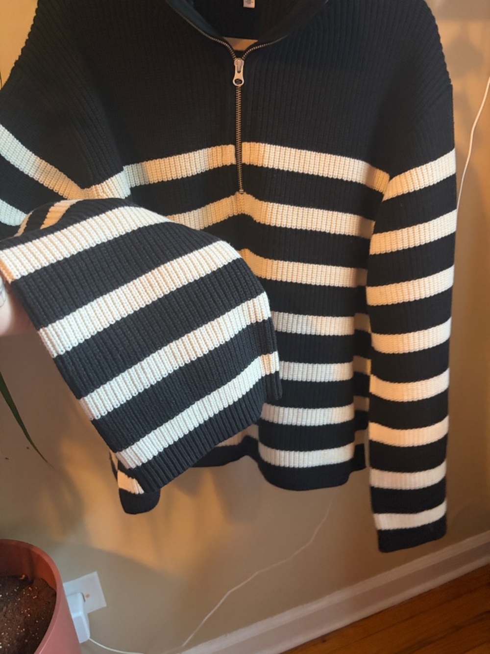 & Other Stories Striped Quarter Zip Oversized Sweater - Picture 3 of 4